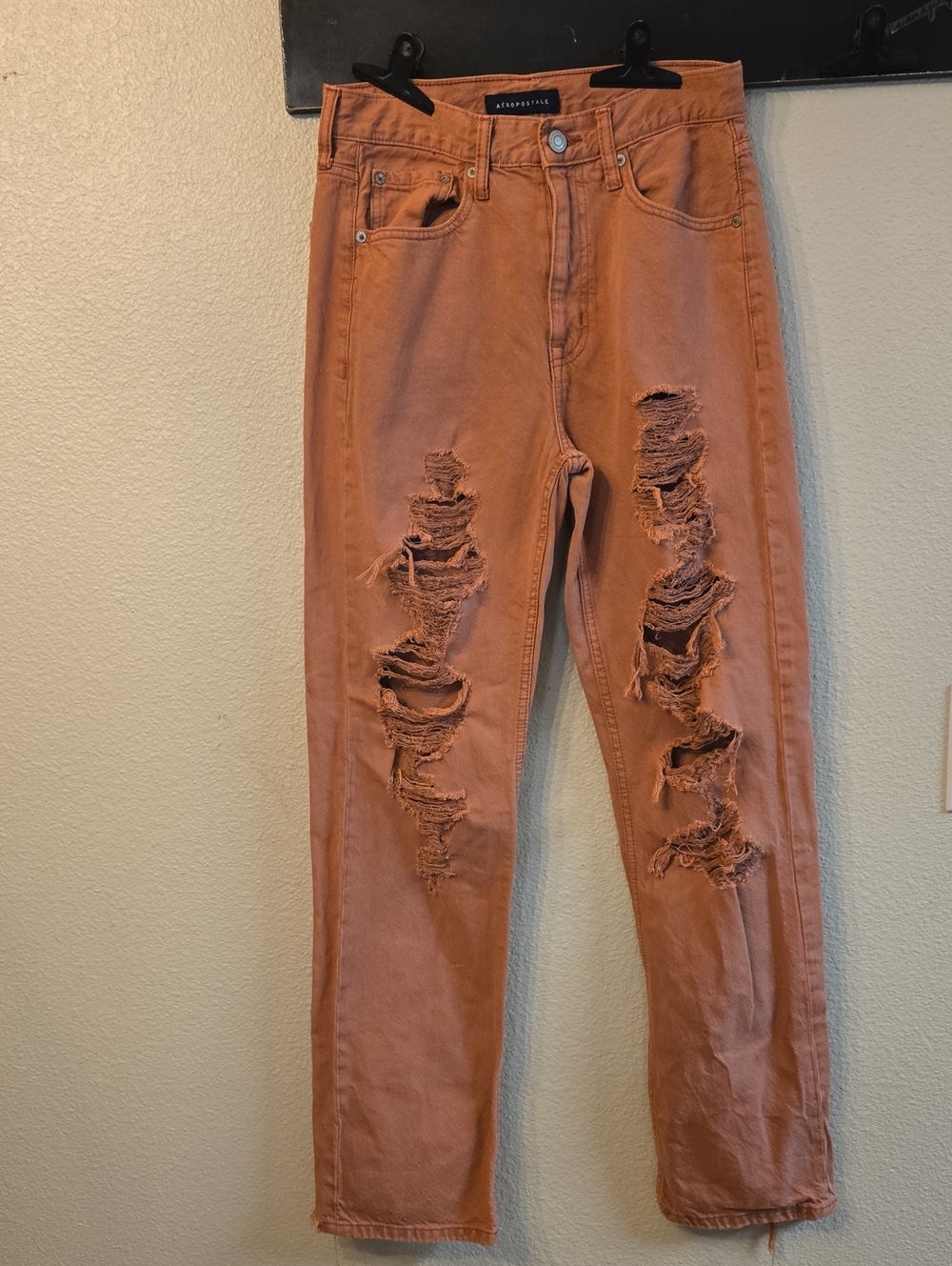 Aeropostale Women's Distressed Rust-Orange Skinny Jeans
